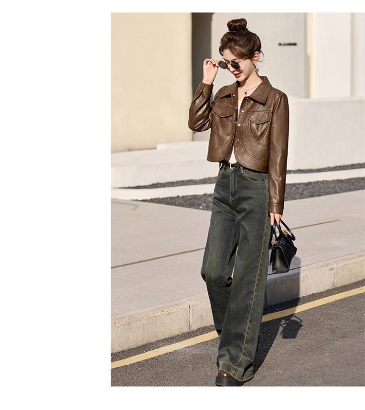 Women’s Trendy Hong Kong & Korean Style Sheepskin Leather Jacket