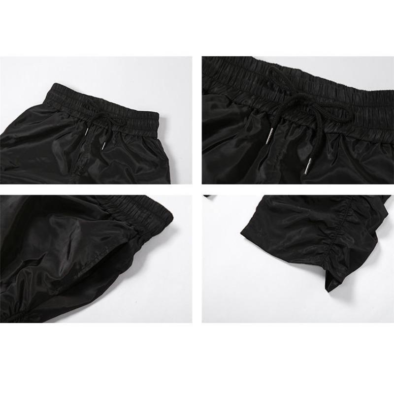 Pantaloni lungi cu design plisat, modă coreeană 2025, negru uni, versatili, casuali, largi, fată, talie înaltă, picior lat, pantaloni lanternă