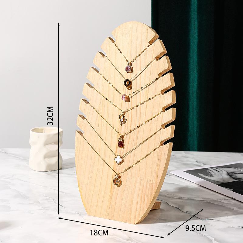 Wood Flame Shape Jewelry Display Pendant Necklace Display Board Organizer Shelf Storage Holder Showcases
