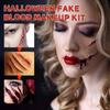 3PCS Fake Blood Makeup Kit-Coagulated Blood 30ml+Fake Blood Spray 50ml+Dripping Blood 50ml, Realistic Washable Special Effects SFX Makeup Set