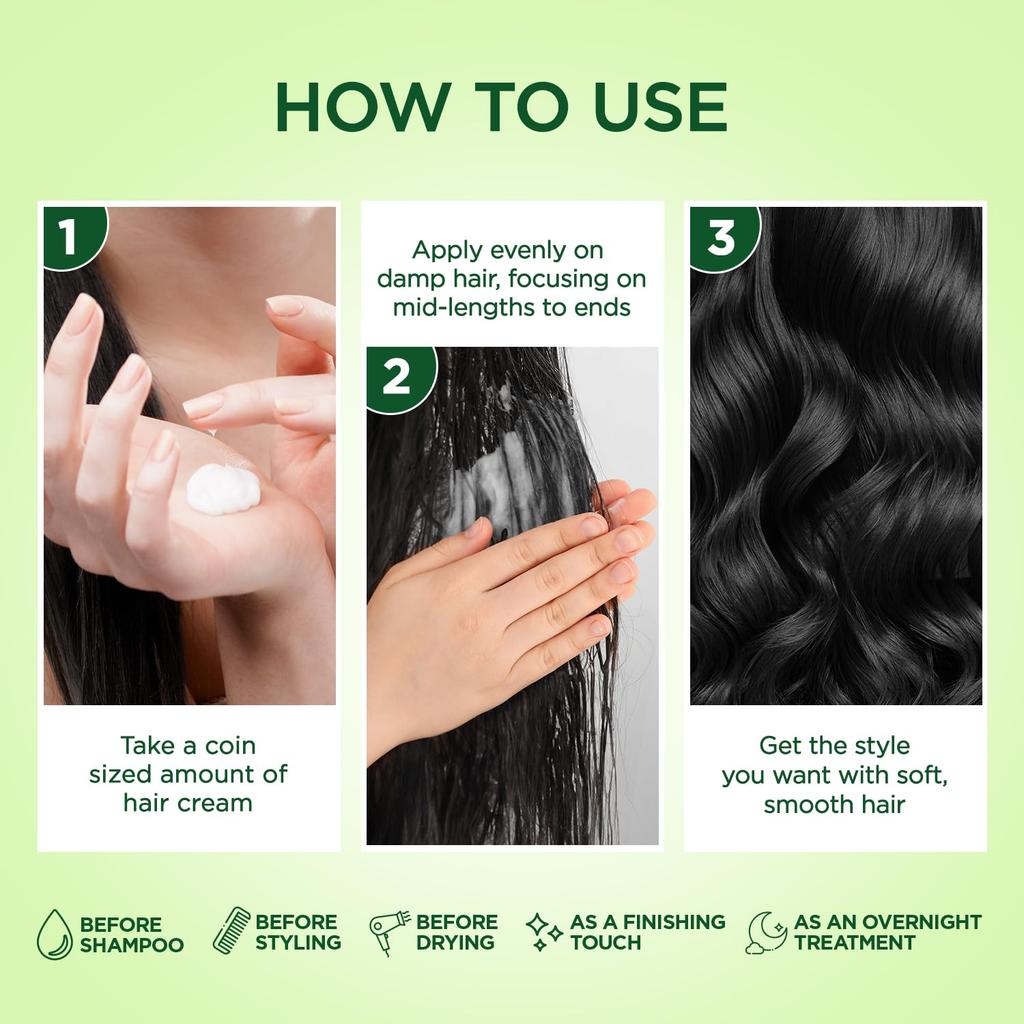 PARACHUTE Hair Cream With Coconut & Aloe Vera 210ml | 2X Smoother Softer Shine | Non-Sticky Leave-In & Pre-Wash Nourishing Cream