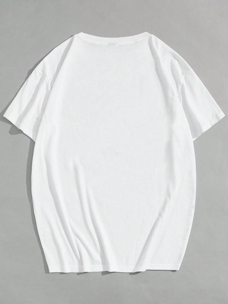 ROMWE Grunge Punk Men's Portrait Printed Oversized T-Shirt