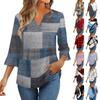 3/4 Ärmel Oberteile für Damen T-Shirt Lässig Trompetenärmel Druck Tunika V-Ausschnitt Pullover Bluse
