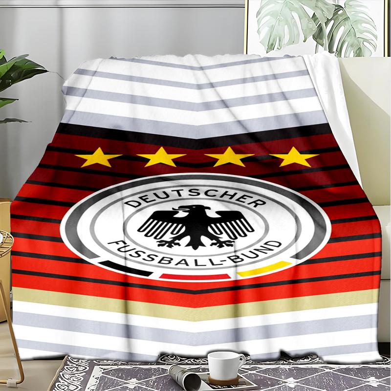 1PC German Football Emblem Printed Soft Flannel Blanket Throw for Adult Bedroom Living Room Sofa Camping Travel Fan gifts Christmas Gifts