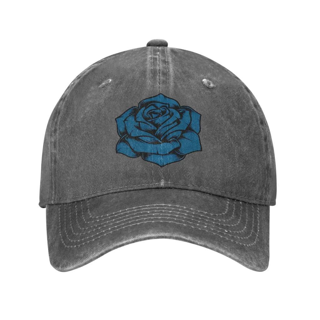 Summer Ado Blue Rose Baseball Cap SunProof Custom DIY Washed Trucker Hat Unisex Adult Street Style Sport Baseball Caps