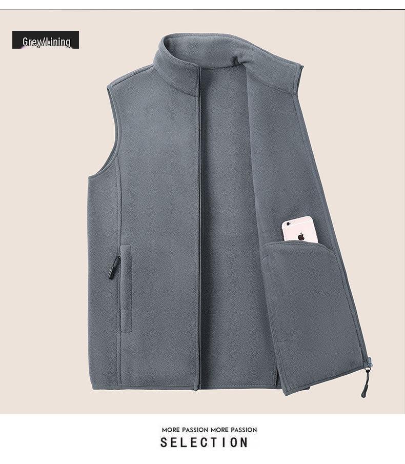 Men's Plus Size Fleece Vest - Sleeveless Outdoor Jacket for Spring & Autumn