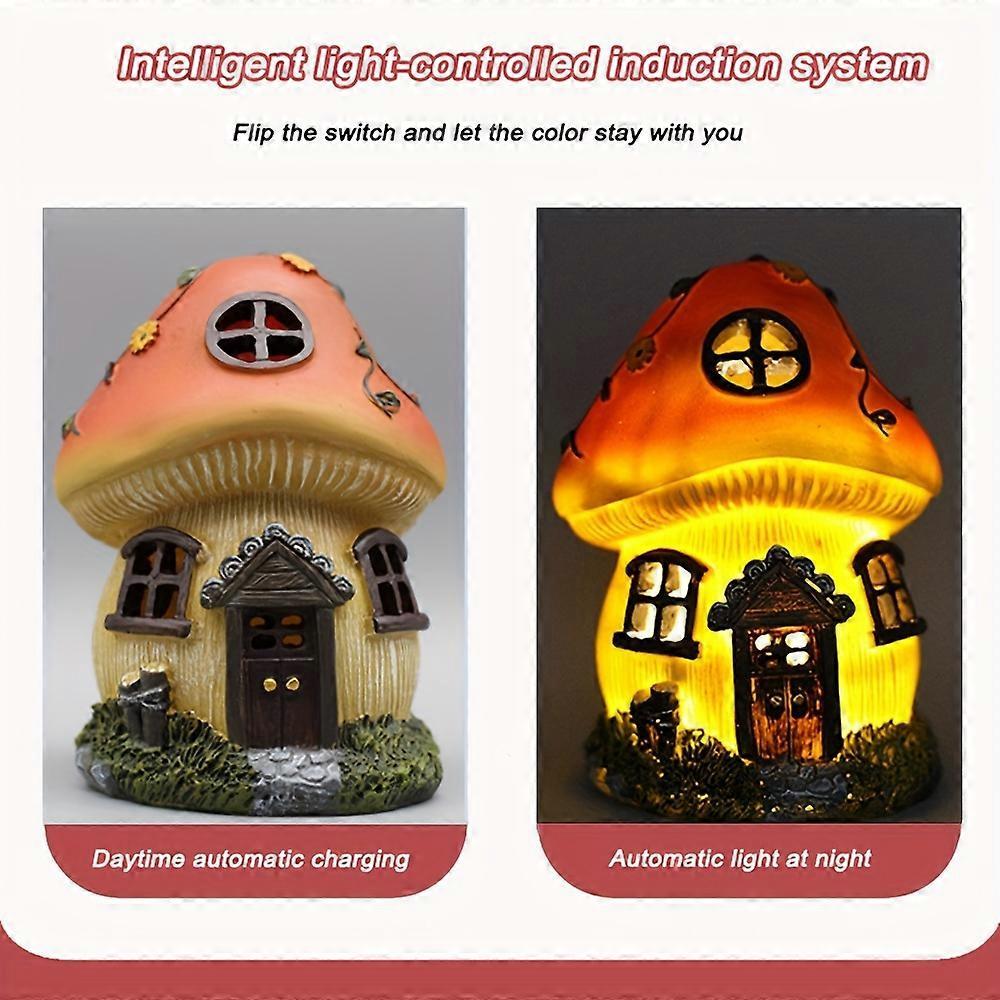 Solar Lamp Mushroom House Shape Lamp Outdoor Garden Waterproof Garden Lamp Lawn Lighting Ornaments