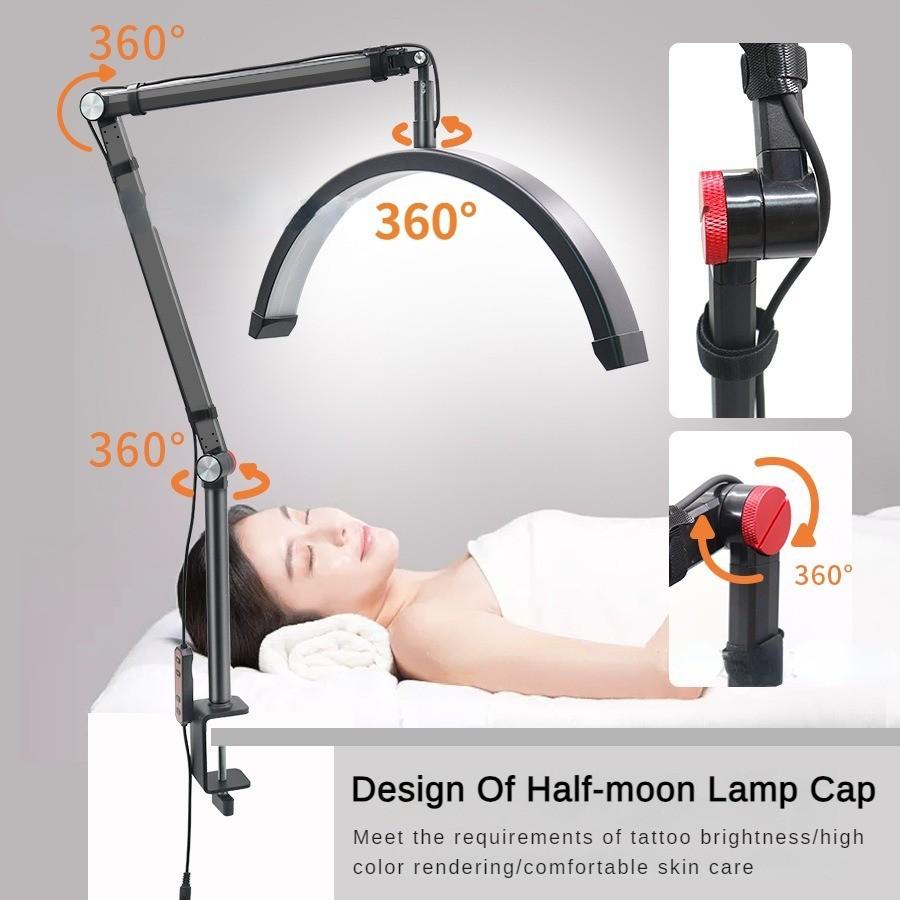 16 Inch Adjustable Eye Protection Table Lamp Half Moon Beauty Lamp Desktop Bedside Tattoo Beauty Fill Light LED White/Black Height