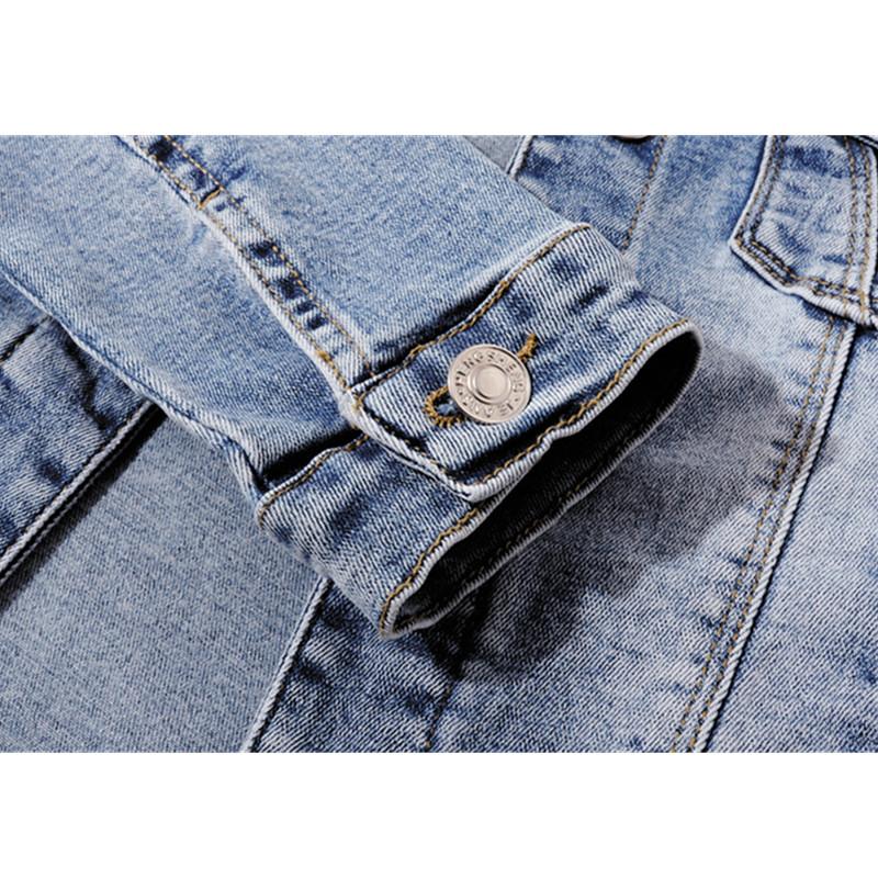 Danmo Women Short Denim Jackets Vintage Long Sleeve Jeans Outwear Casual Female Coat Spring Autumn
