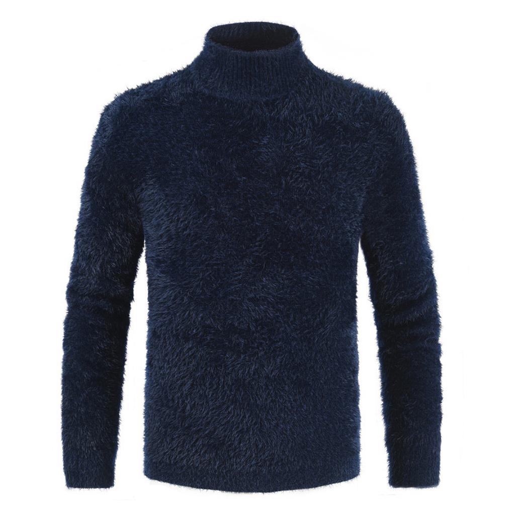 Fashion Casual High Collar Mohair Sweater Men'S Long Sleeved Sweater