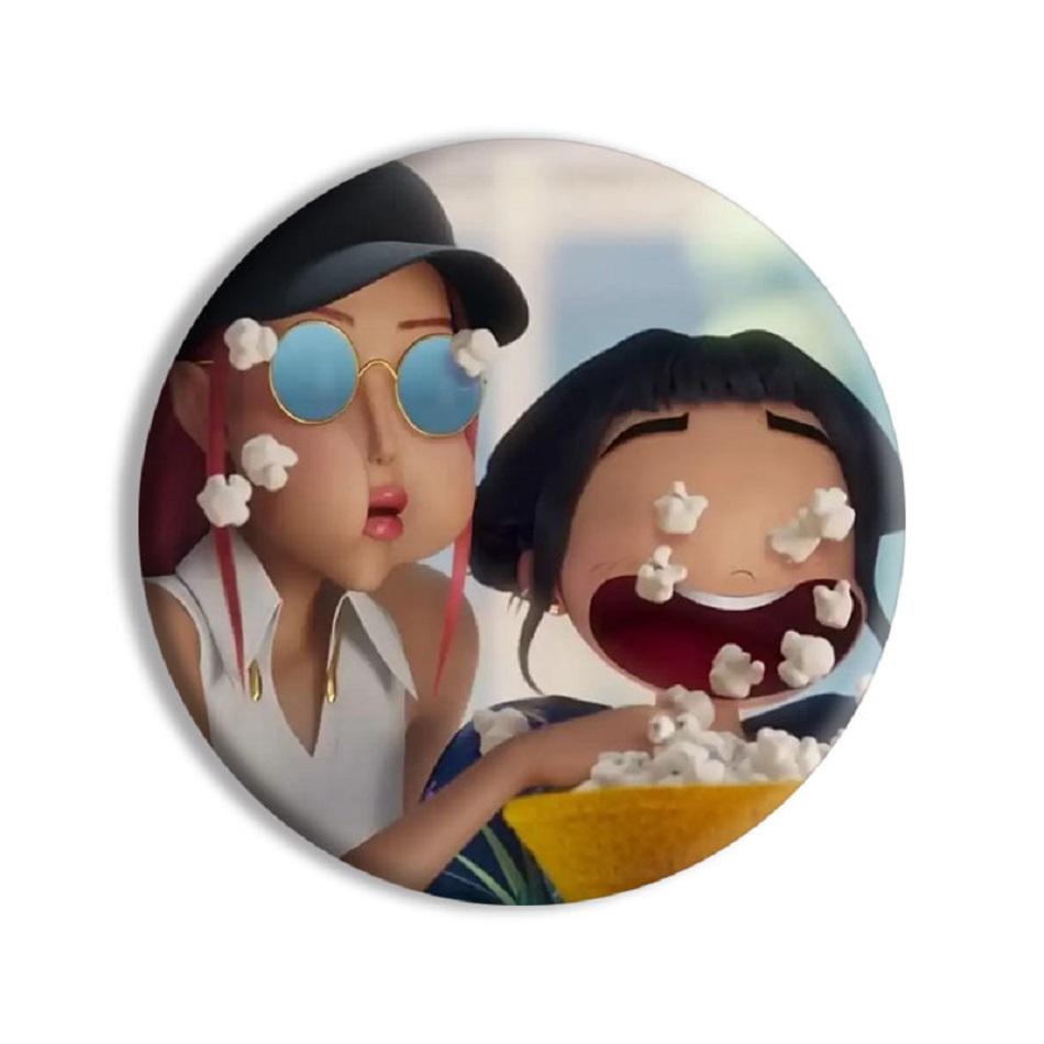 

Значки K-pop Охотники на демонов для ювелирных аксессуаров, украшения для сумки, Huntrix Saja Boys, Руми, Зои, Джину, жестяные значки-пуговицы, броши-булавки, подарки