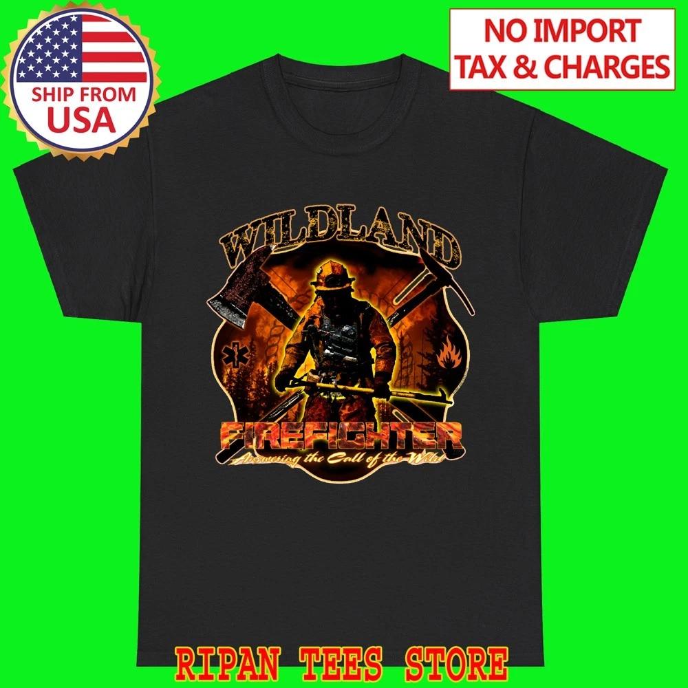 Wild Land Firefighter Black T-Shirt Tee Top Unisex M