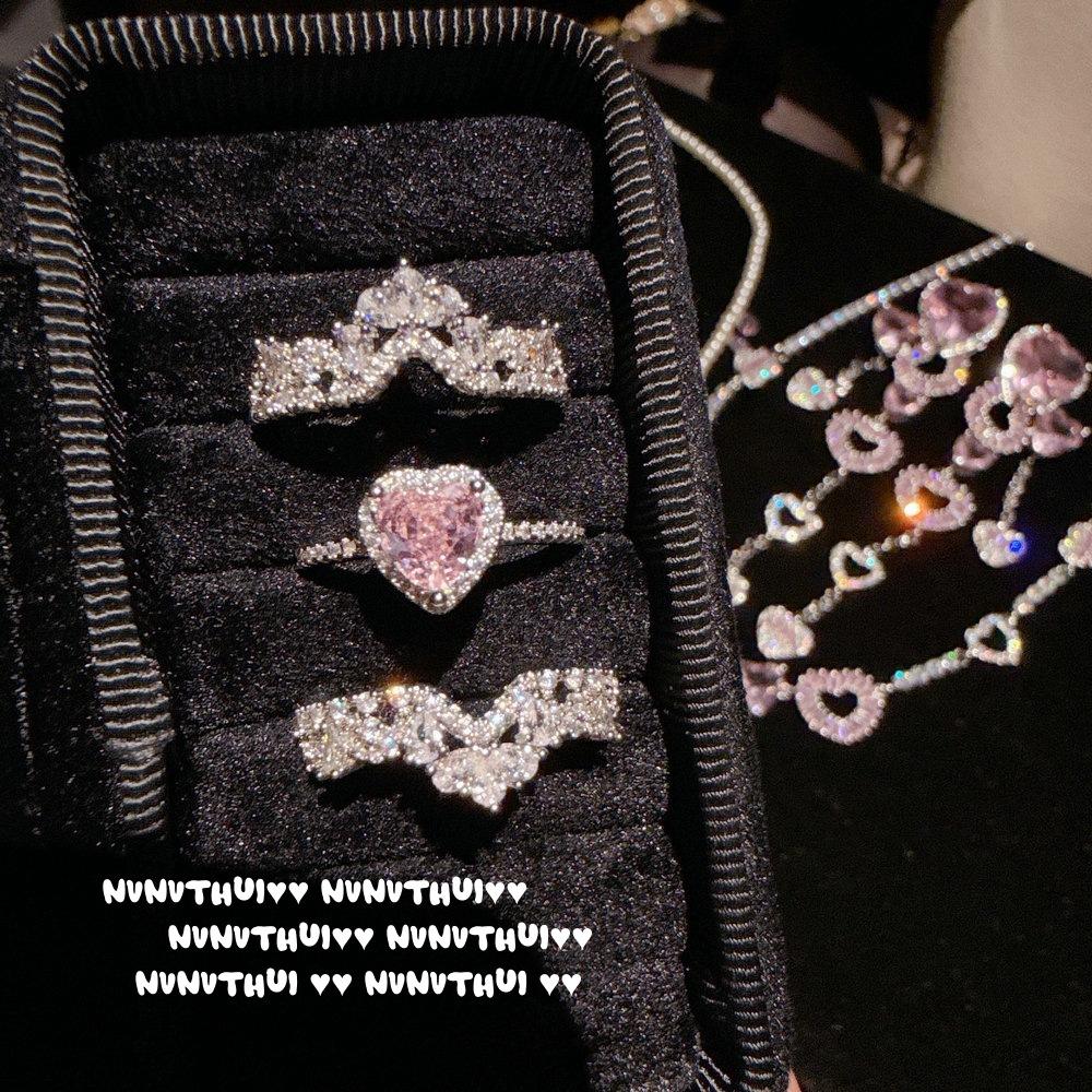 Haute Couture Jewelry High Carbon Love Crown Various Ways To Wear Detachable Ring Morgan Powder Love Bubble Zircon Necklace