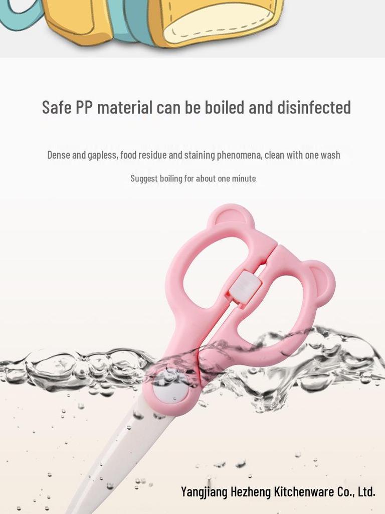 Baby Safety Ceramic Food Scissors with Lock Buckle for Household Kitchen Use