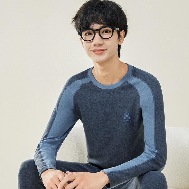 

Мужской подростковый термокомплект - Двусторонний немецкий вельвет, Круглый вырез, Теплый, для учеников средней и старшей школы, Зимняя одежда 180 cm (135-155 kg)