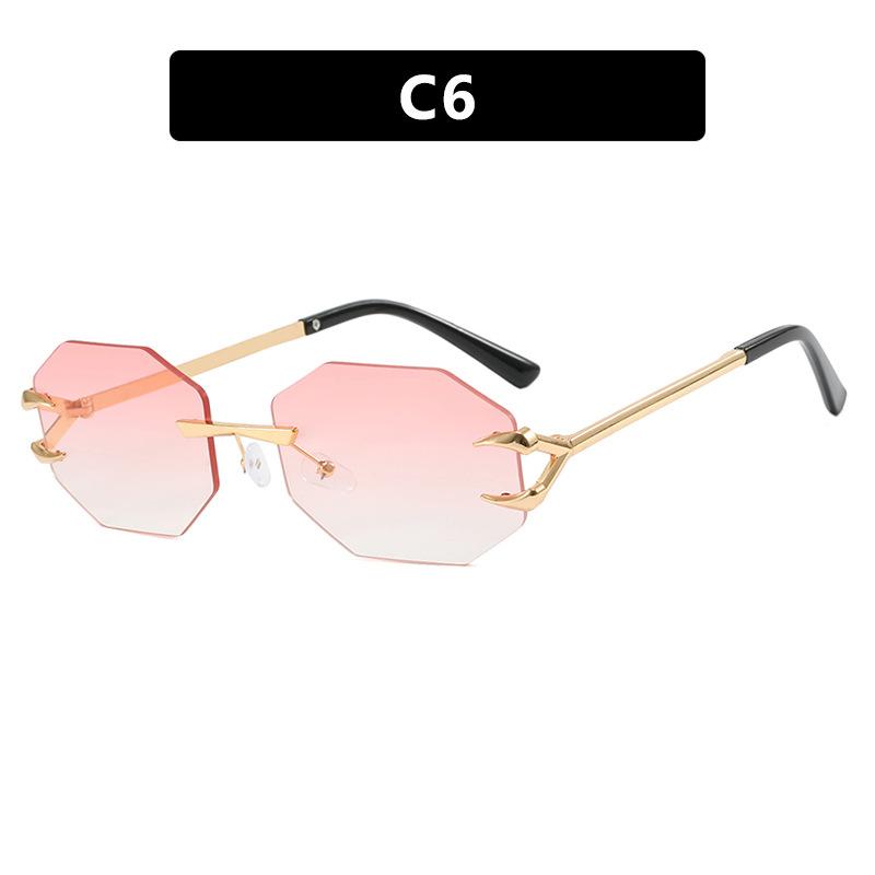New Women Sunglasses Fun Octagonal Trend Personalized Shades Fashion Retro Frameless Versatile Sunshade Sun Glasses