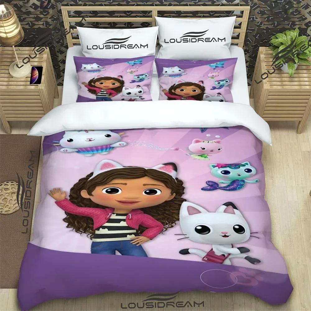 Cartoon Gabby'S Dollhouse Bedding Set For Bedroom Soft Bedspreads For Bed Linen Comefortable Duvet Cover Quilt And Pillowcase