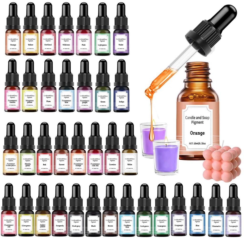 3 Stück/Set 10ml Kerzenwachs Pigment Farbstoff Ungiftig Mit Tropfer Für DIY Aromatherapie Seife Sojawachskerzen Wachsherstellung Zubehör