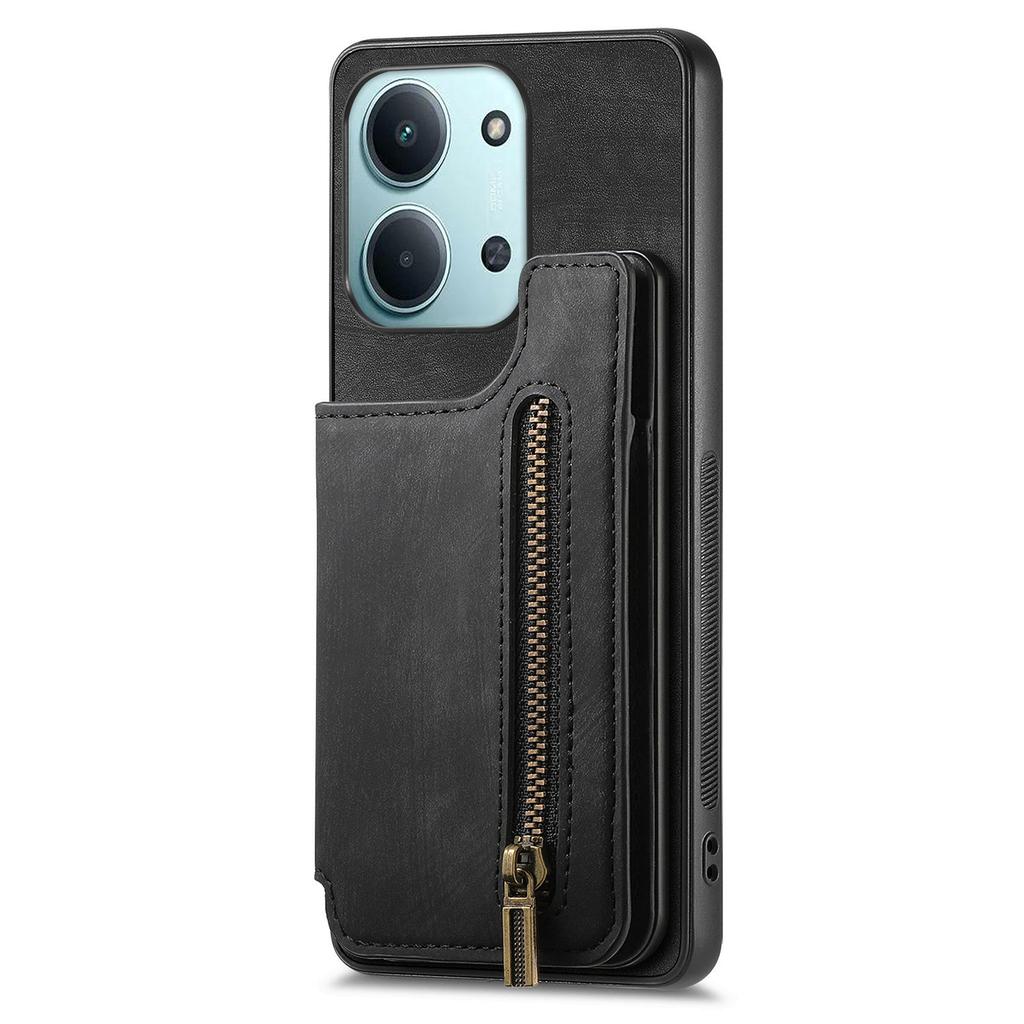 Phone Case For Xiaomi Redmi 15C 5G (EU) (173mm)/15C 4G (EU) (173mm) Retro Leather TPU Cover with Zipper Card Holder