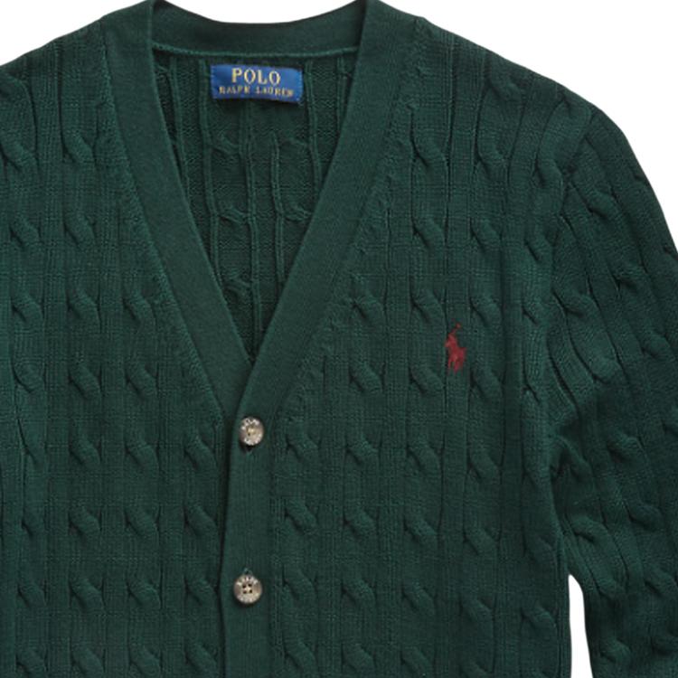 Polo Ralph Lauren Sweater Solid Color Logo Embroidery Single-Breasted Knit Kids Sweater Green CWPOSWEY6820417-300