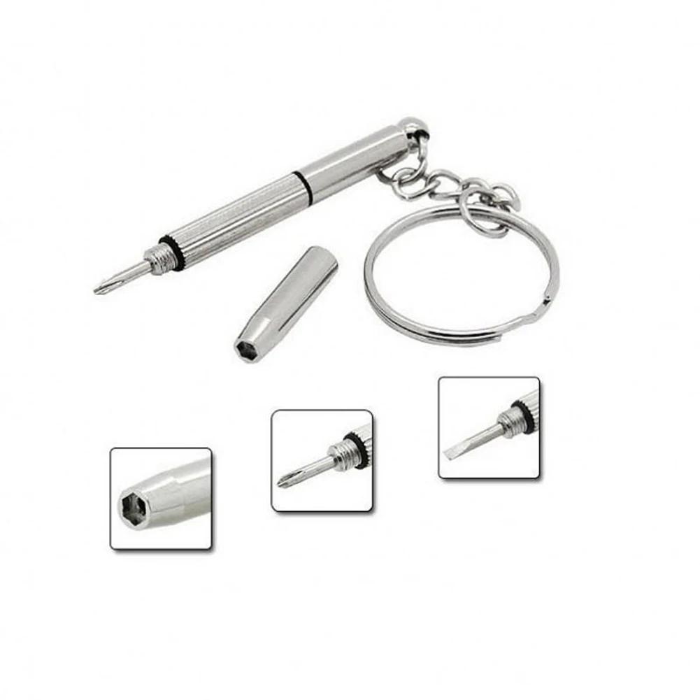Mini 3in1 Screwdriver Tool With Flat Cross Star Nut Drivers For Eyeglass Watch And Phone Repair With Keychain For Easy Carry