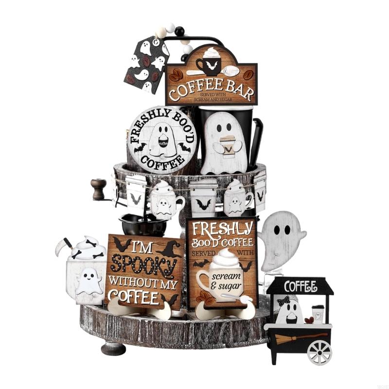 

19Pcs Bucolic Farmhouses Coffee Specters Decors Wooden Signs Bead Garlands Halloween Party M68E China Mainland