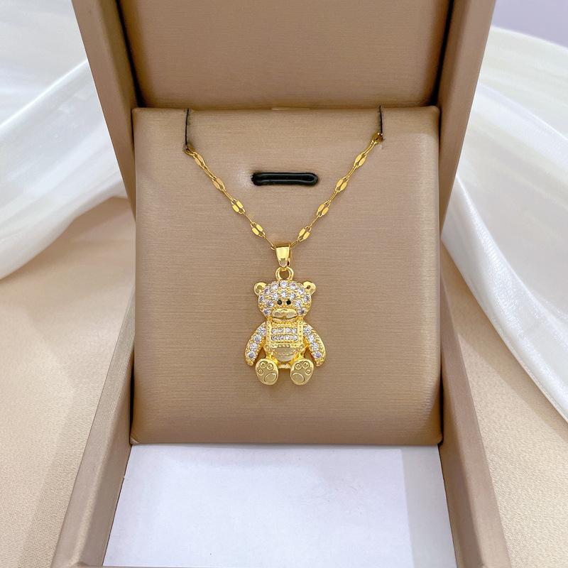 Náhrdelník Bear Heavy Industry Dámsky Medený Mikro-Inkrustovaný Pravým Zlatom Galvanicky Pokovovaný Jemná Kľúčna Kosť Retiazka Retiazka na Krk