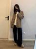 Korean Retro V-Neck Cashmere Cardigan: Women's Thick Wool Knit Outerwear, Loose Fit.