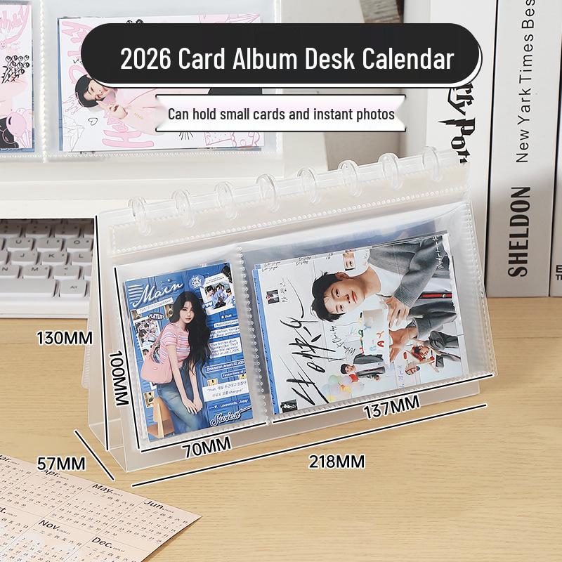 2026 Multifunctional Loose-Leaf Desktop Calendar with Memo Sections and Mushroom Buckle