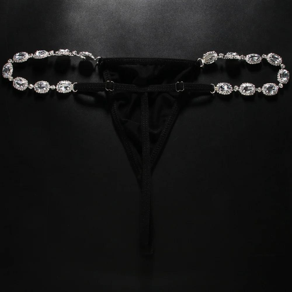 Neuer Strass Rund Spleiß String Bikini Unterwäsche Damen Sexy Stoff Seil String Accessoires Strandunterwäsche Körperschmuck Geschenk