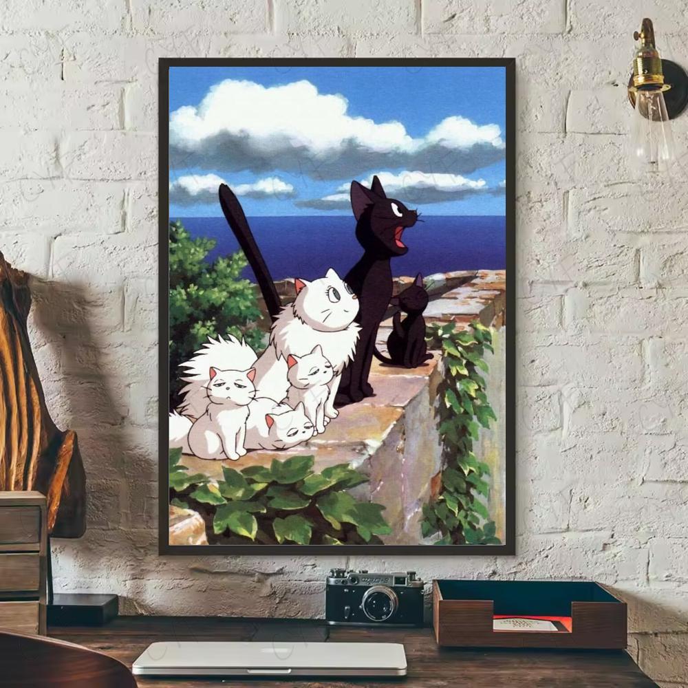 K-Kikis D-Delivery S-Service Anime-Poster, HD-Kunst, klebrige Wand, wasserdicht, für Zuhause, Wohnzimmer, Schlafzimmer, Bar, ästhetische Dekoration