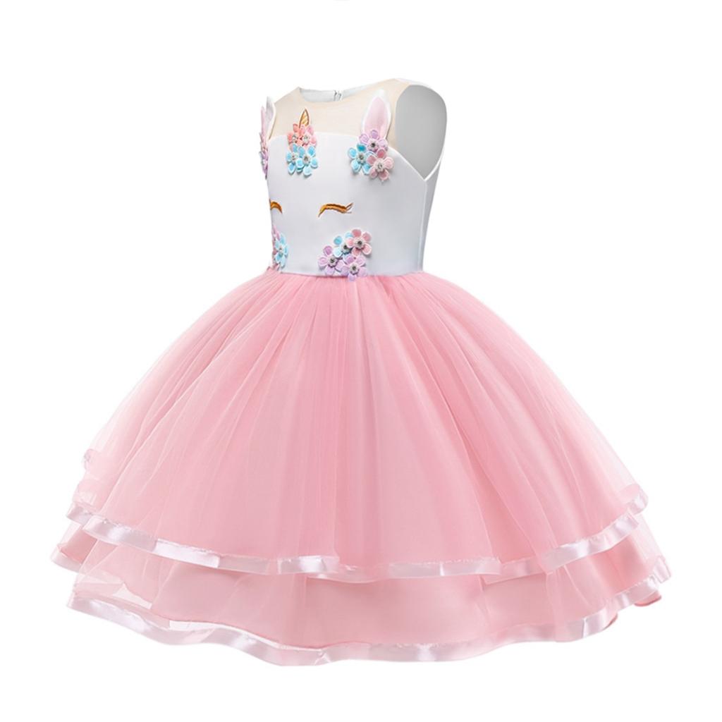 Unicorn Tutu Dress for Girls Princess Cosplay Costume Cotton Tutu Skirt Pink 140cm 8-10 Years
