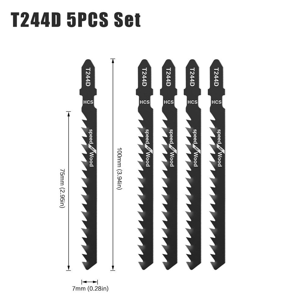 5PC T144D T244D T127D T111C HCS T-Shank Curved Jigsaw Blades For Wood Fast Cutting
