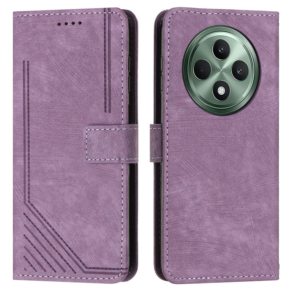 For Oppo Reno12 F 5G Case Shockproof Wallet PU Leather Flip Lines Phone Cover