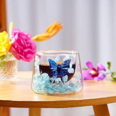 Butterfly Handle Double-Layer Glass Coffee Cup Set