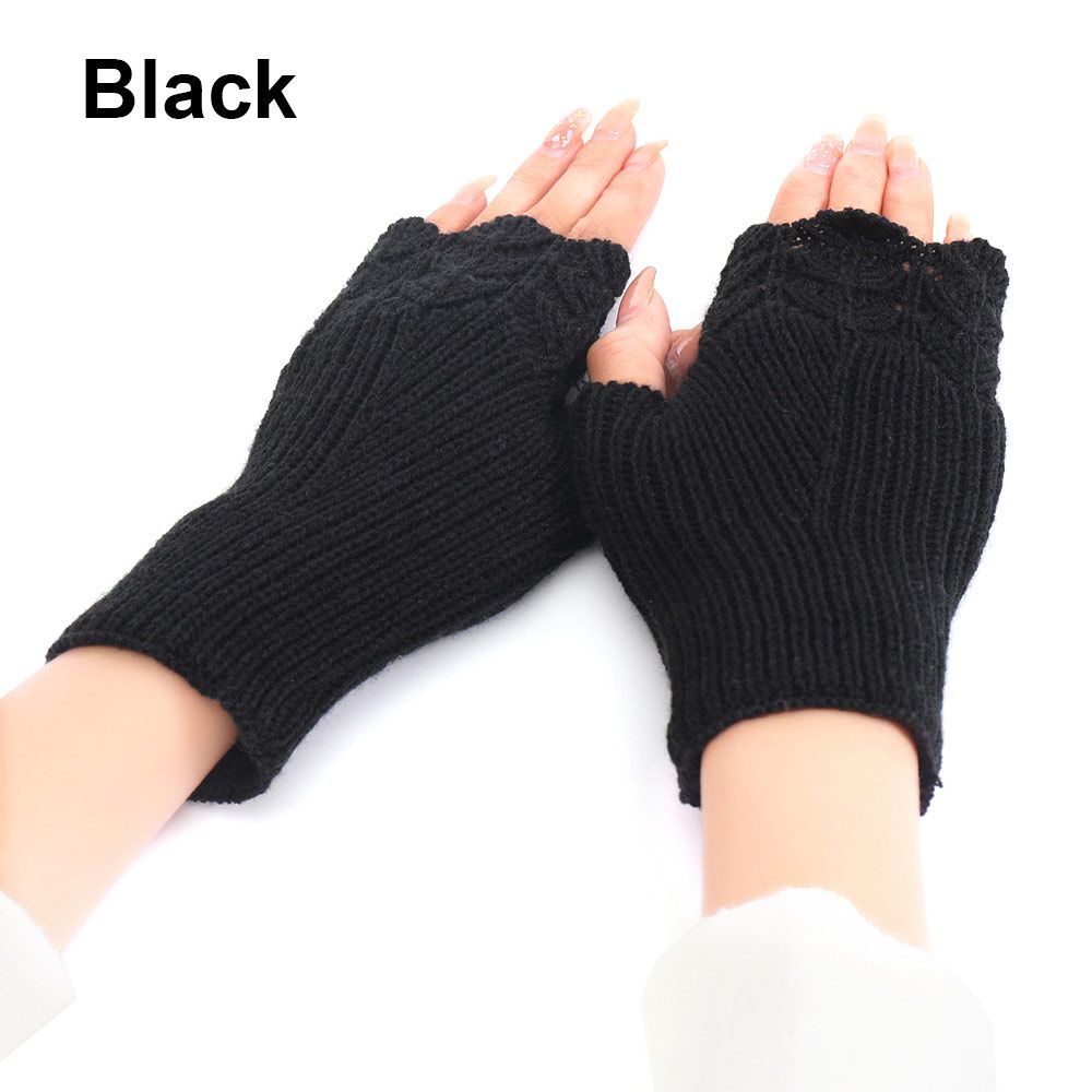Women Girls Elastic Candy Color Arm Warmers Fingerless  Mittens Thick Warm Knitted Gloves