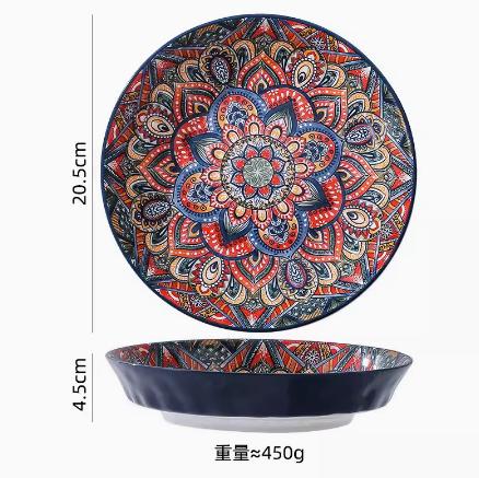 Nuovo Stile Boemo Ceramica Piatti per la Casa con Manici Ciotole Piatti e Set di Piatti per la Casa