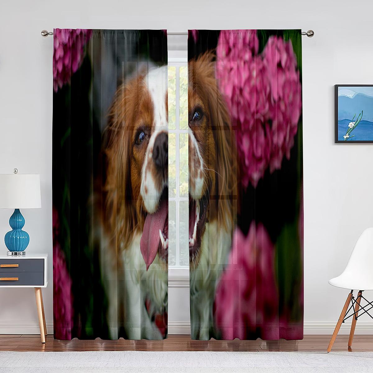Тюлевые шторы с изображением собаки — фото 3