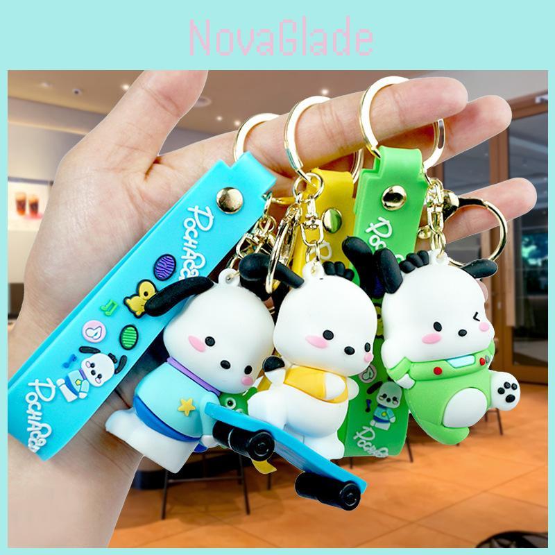 Cute Pochacco Car Hanging Ornament Colorful Rubber Cartoon Keychain Couple Bag Decoration