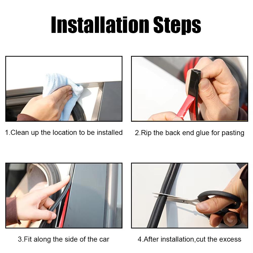 B Pillar Seal Strip Elastic Rubber For B Pillar Car Rubber Seal Strips No Adhesive Auto Door Edge Protection Sealant Accessories