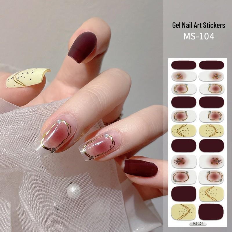 New Style Red Book Gel Nail Stickers: Semi-Western, Korean No-Bake Nail Art