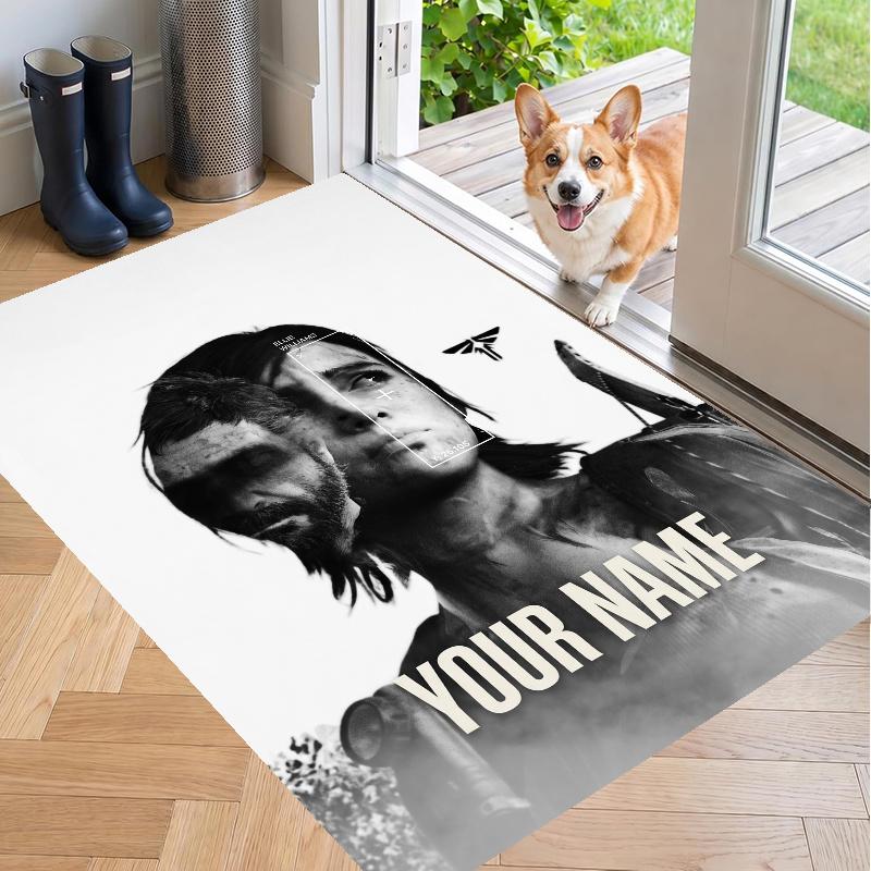 Custom Name The Last of Us Joel Ellie Crystal Velvet Floor Rug Personalized Text Soft Carpet Home Decor