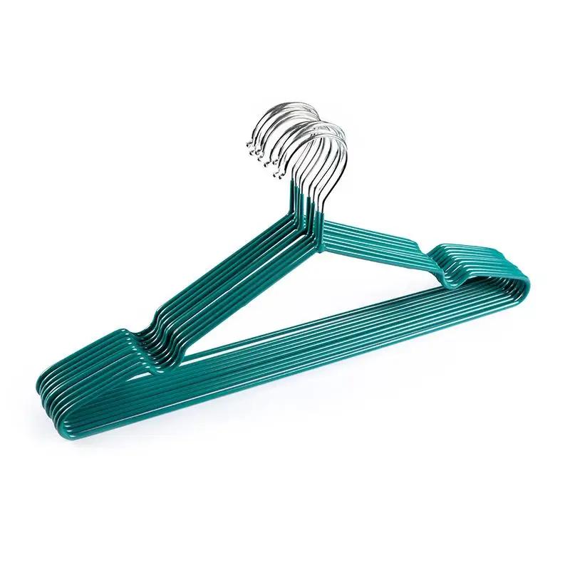 10pcs I KNOW Custom Color Waterproof 10PCS PVC Hanger 40CM Household Non-slip High Quality Metal PVC Colorful Clothes Hanger
