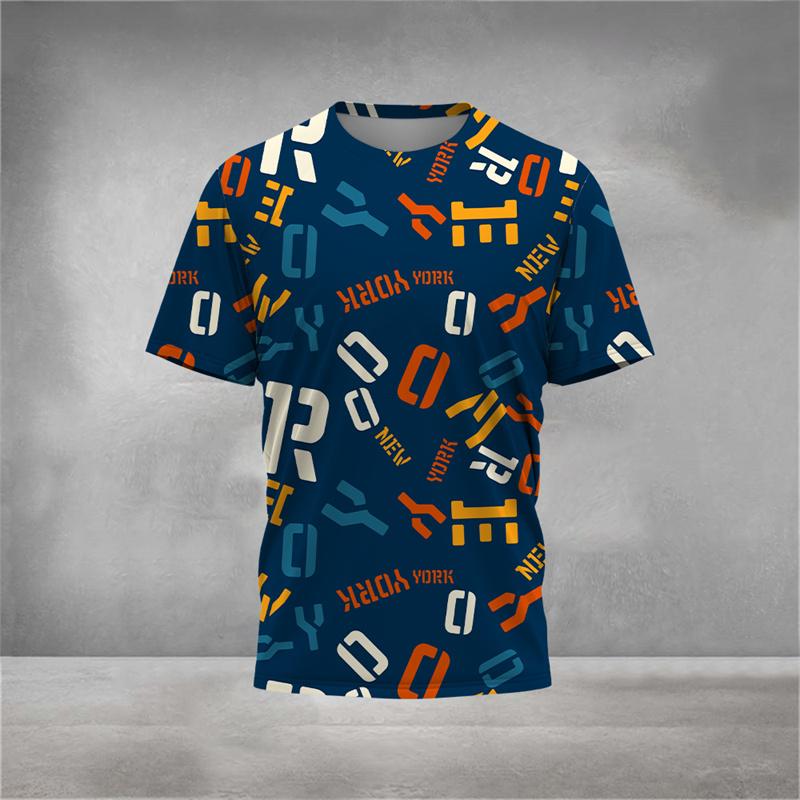 Men's 3D Printed Geometric Sports T-Shirt, Stylish and Unique Pattern, Summer Loose Crew Neck Short Sleeve T-Shirt