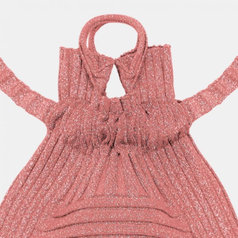 Pleatsmama Bow Backpack Glitter Rose Gold