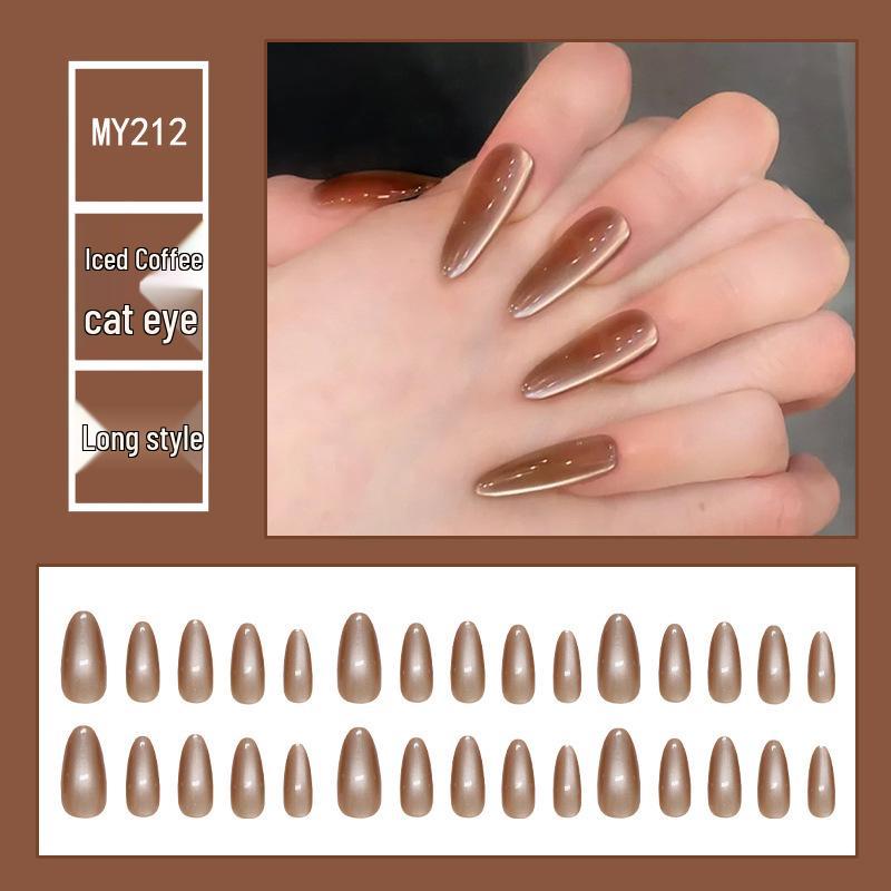 Chasing Light Cat's Eye Crystal Nails: Handmade, Detachable, Flash Diamond Design for Trendy, Stylish Looks.
