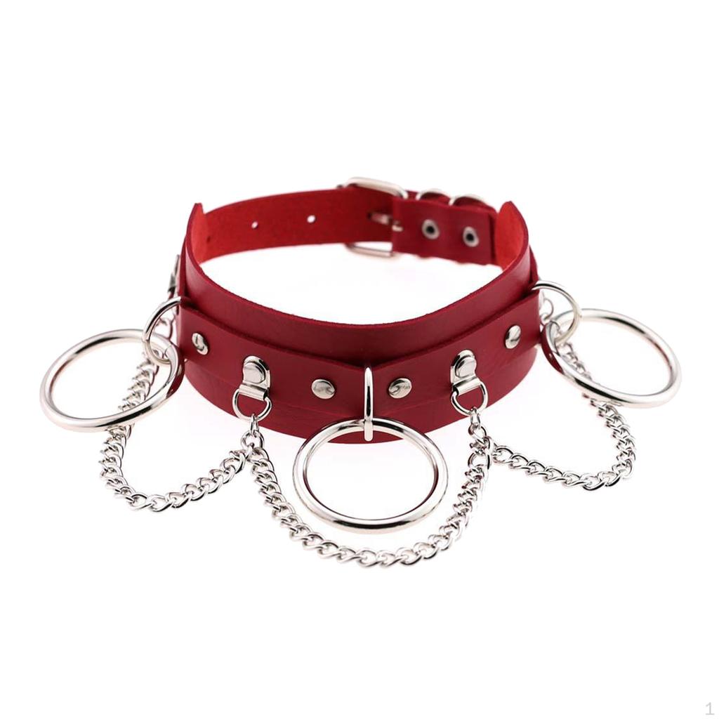 Leather Choker Gothic Punk Necklace, Cord Collar