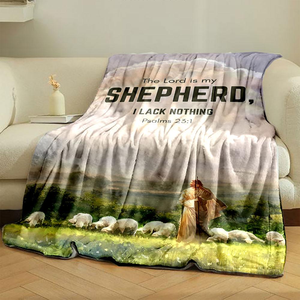 The Lord Is My Shepherd Psalm 23:1 Religious Blanket  Printed Blanket for Living Room Bed Couch Lunch Break Blanket for Friend's Festival Gift