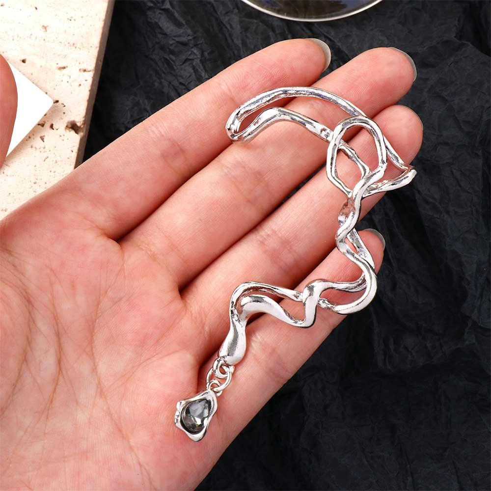 Zinc Zinc Alloy Y2K Vintage Women Clip  Earrings Snake Ear Hook Irregular Earrings Korean Style Jewelry
