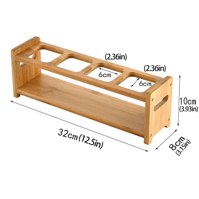 Spice Bottle Storage Rack Bottles Condiment Holder Organizer Seasoning Wooden Kitchen